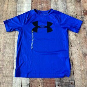Under Armour Youth Boys Blue Loose Fit HeatGear T-Shirt Size YSM